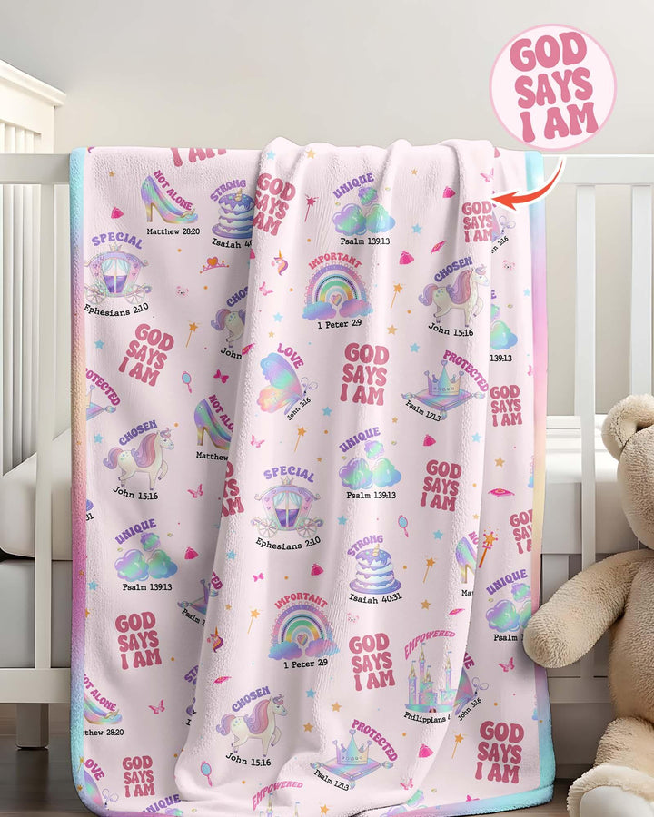 God Says I Am Girl Bamboo Blanket