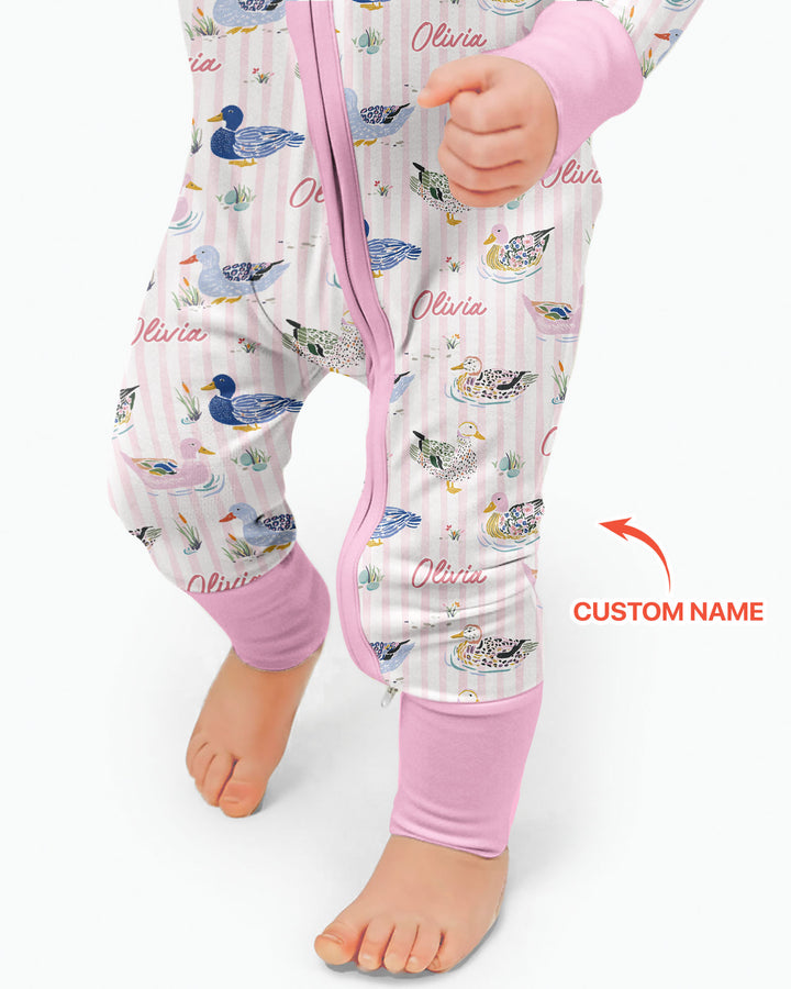 Whimsical Duck Custom Name Bamboo Convertible Zippy