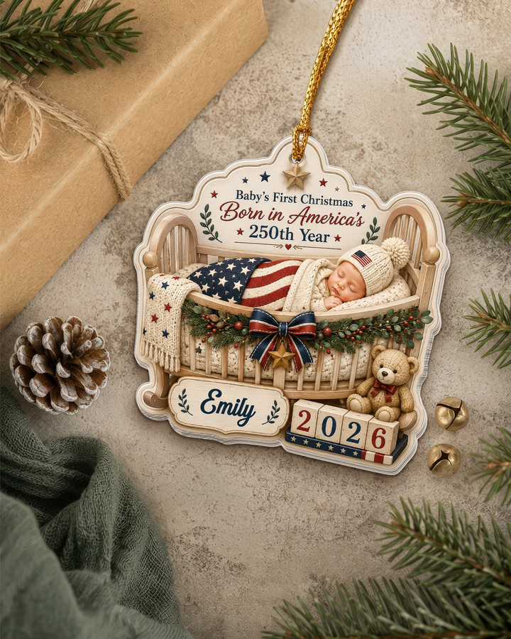 First Christmas 250th Personalized 1-Side Photo Acrylic Ornament