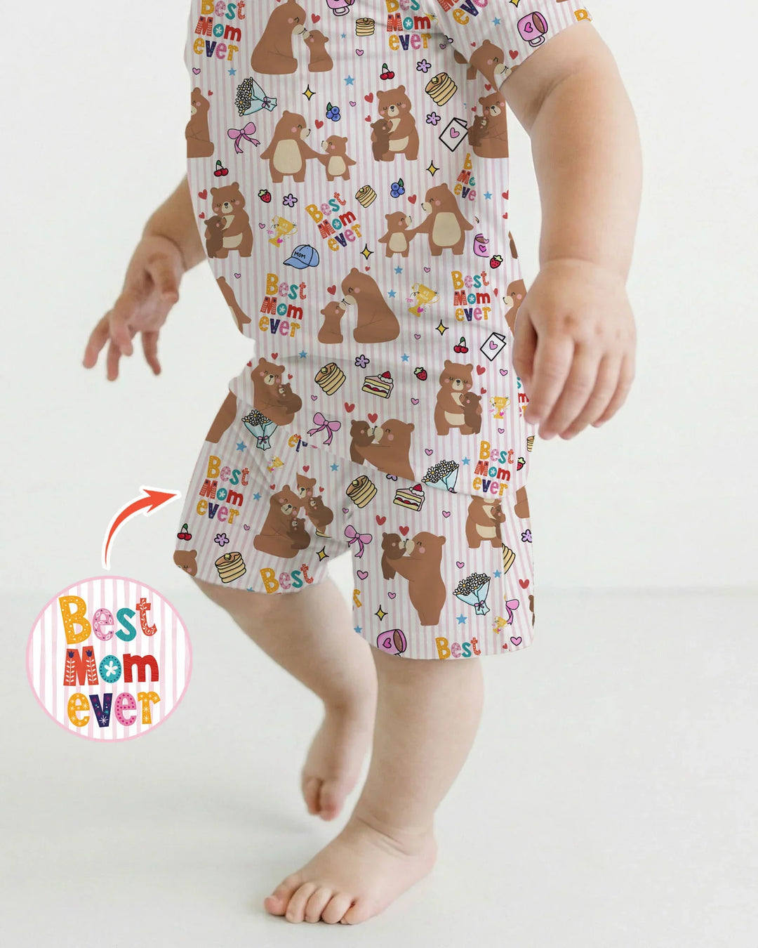 Template Zweiteiliges Pyjama-Set mit kurzen Ärmeln und Shorts