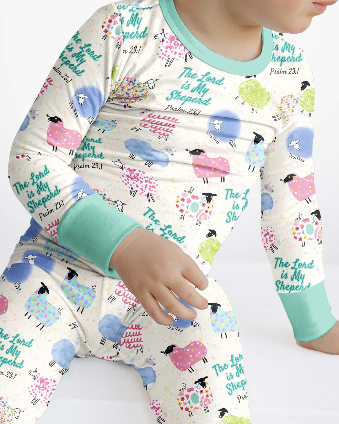 The Lord Is My Shepherd Psalm 23 Bamboo Two Piece Long Sleeve Pajama Set
