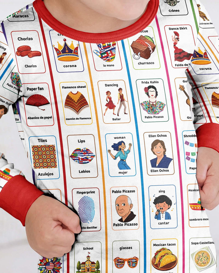 Zweiteiliges Langarm-Pyjama-Set mit Sommerfrüchten