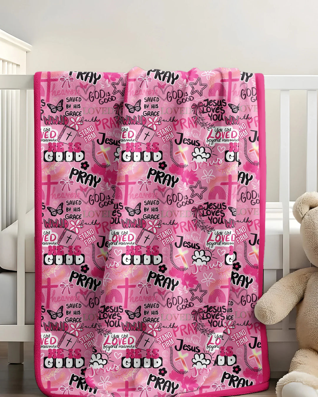Pink Faith & Grace Bamboo Blanket