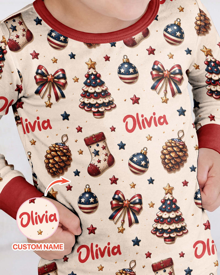 Proud Of American Baby Bamboo Two Piece Long Sleeve Pajama Set