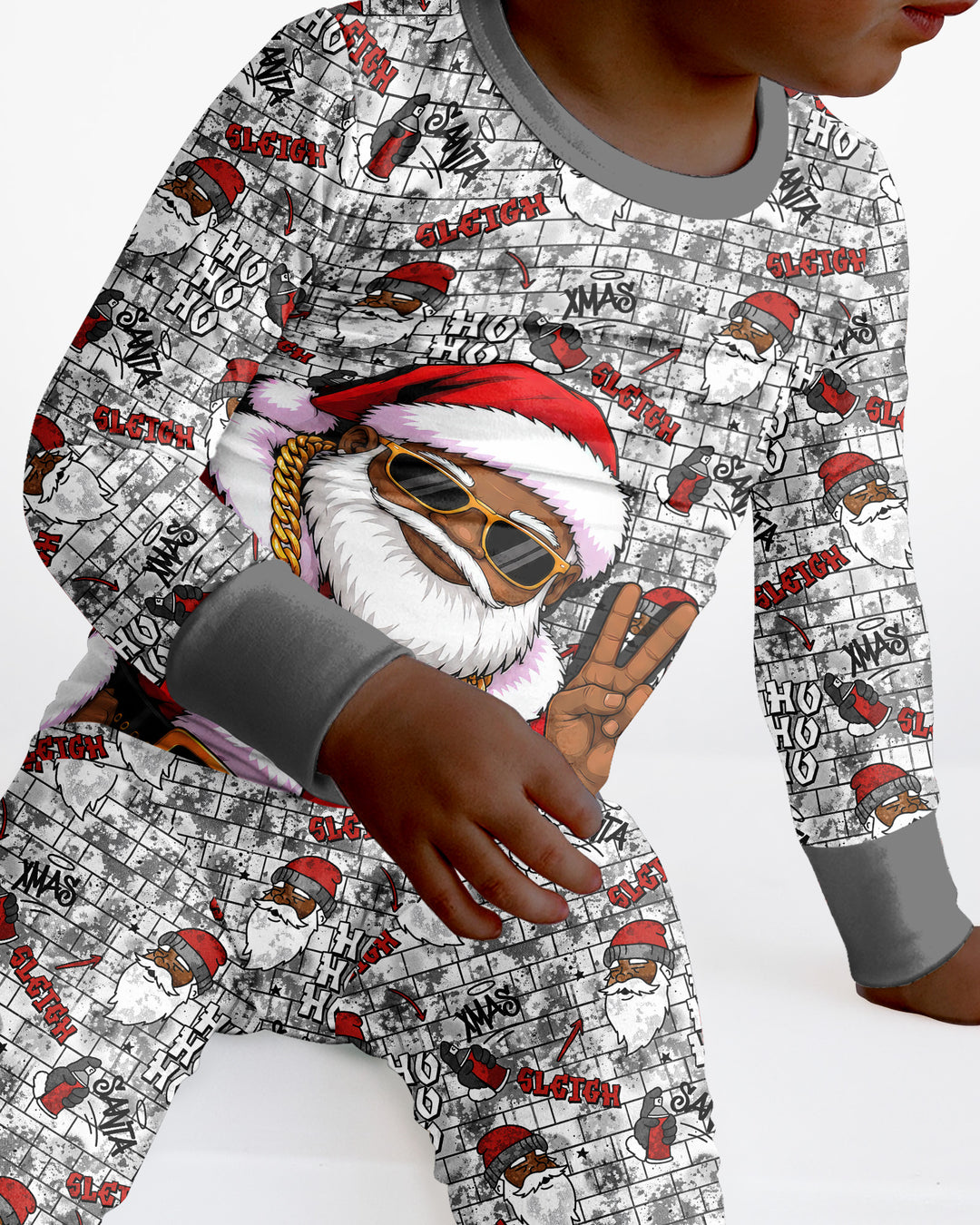 Santa Swag Christmas Bamboo Two Piece Long Sleeve Pajama Set