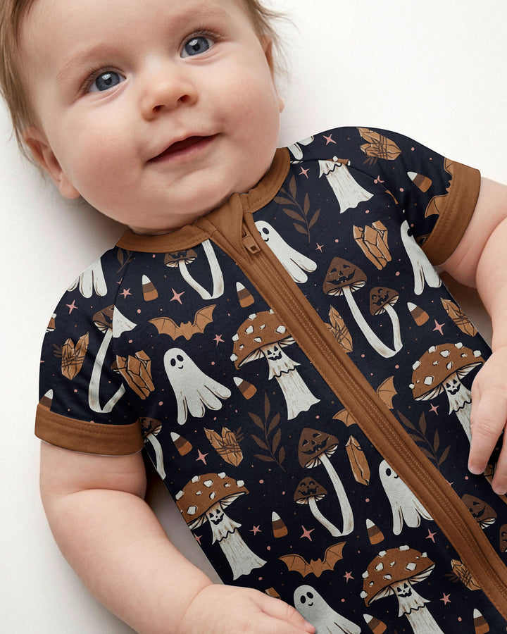 Retro Halloween Whimsy Bamboo Shorty Zippy