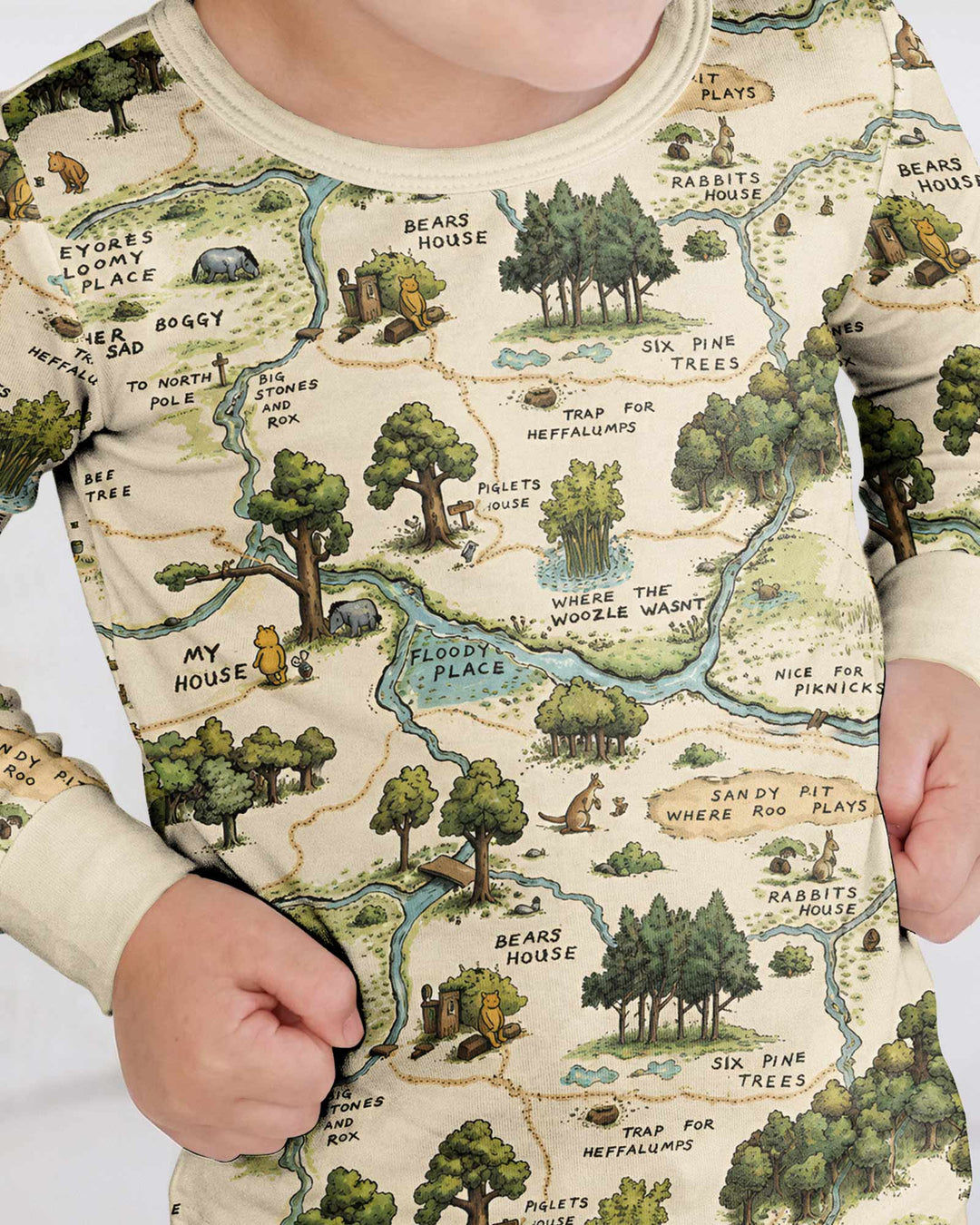 Classic Bear Maps Bamboo Two Piece Long Sleeve Pajama Set