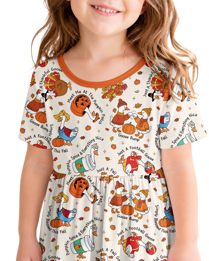 Just A Fall Goose Family Matching Bamboo Twirl Dress