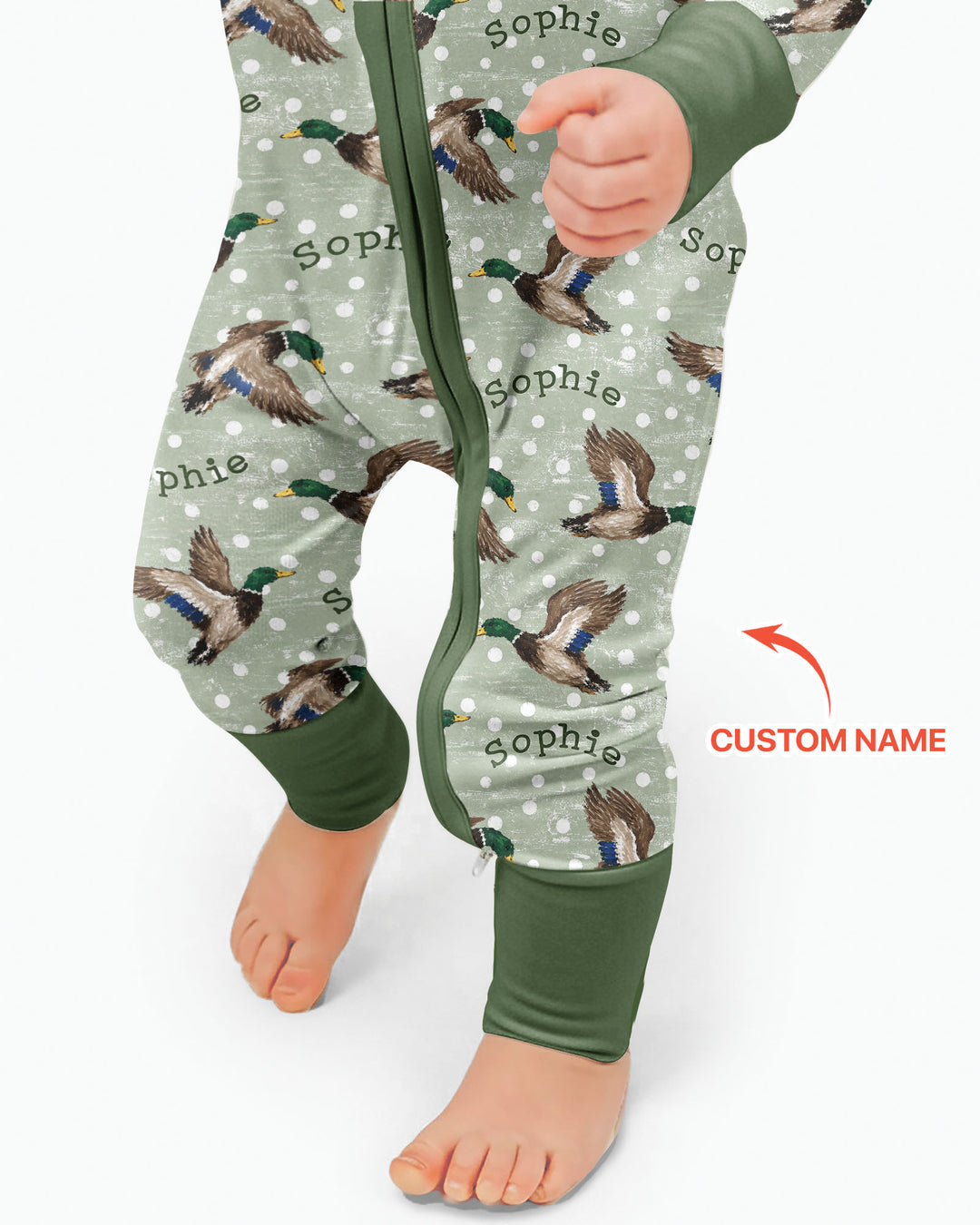 Custom Name Flying Mallard Duck Bamboo Convertible Zippy