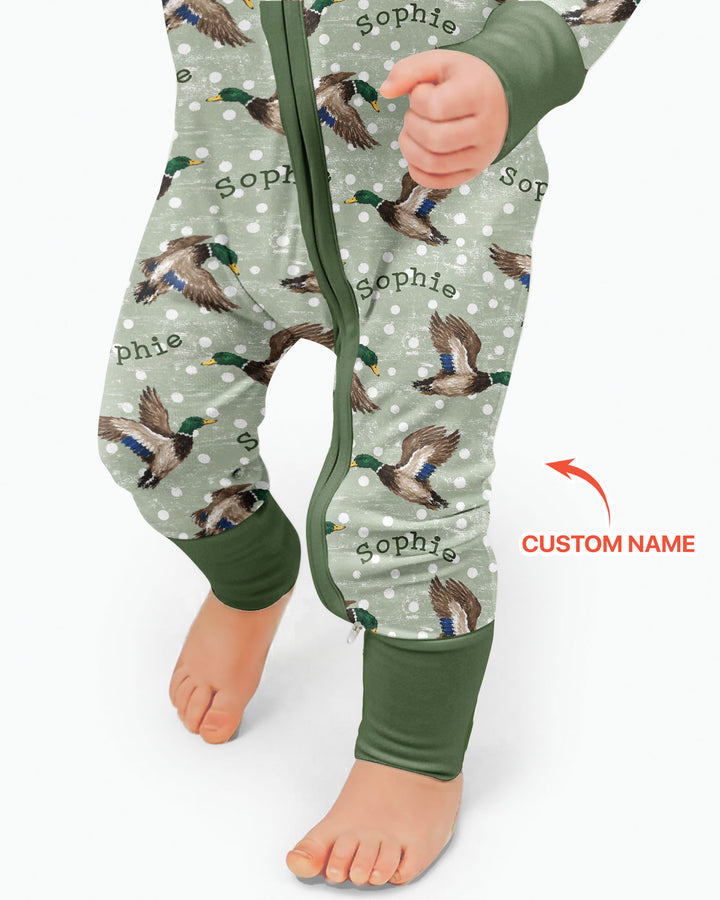 Custom Name Flying Mallard Duck Bamboo Convertible Zippy