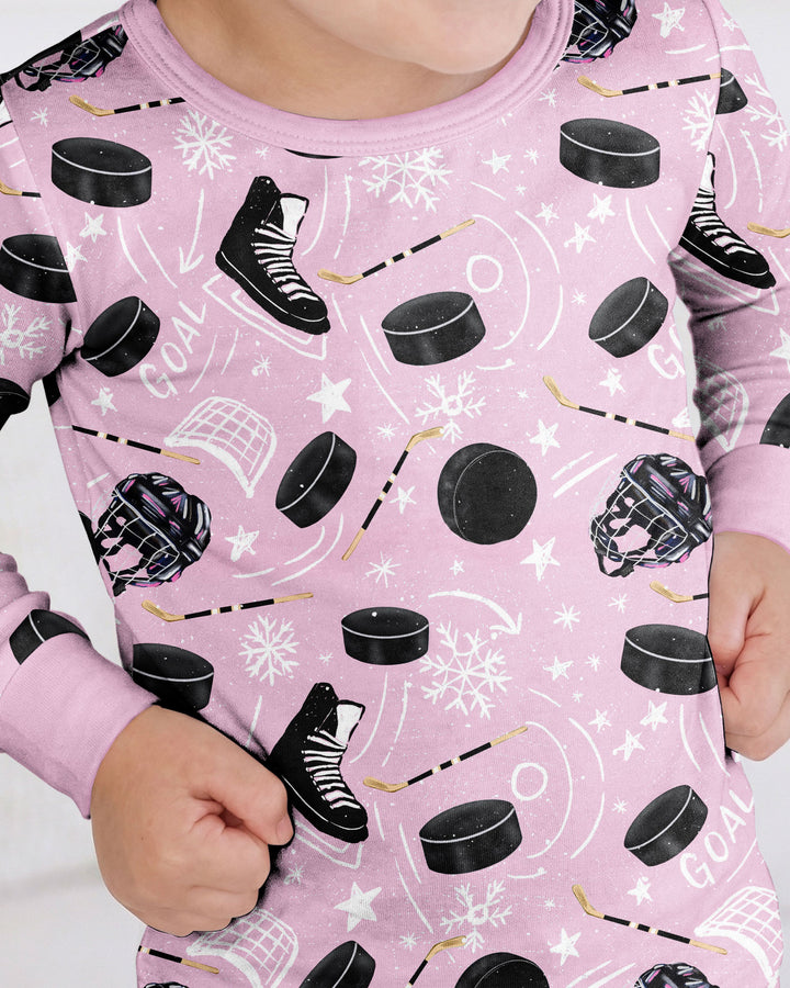 Little Hockey Fan Bamboo Two Piece Long Sleeve Pajama Set