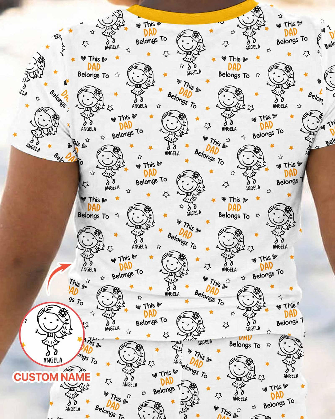 Custom Name This Dad Belongs To Doodle Bamboo Two Piece Short Sleeve Pajama Set