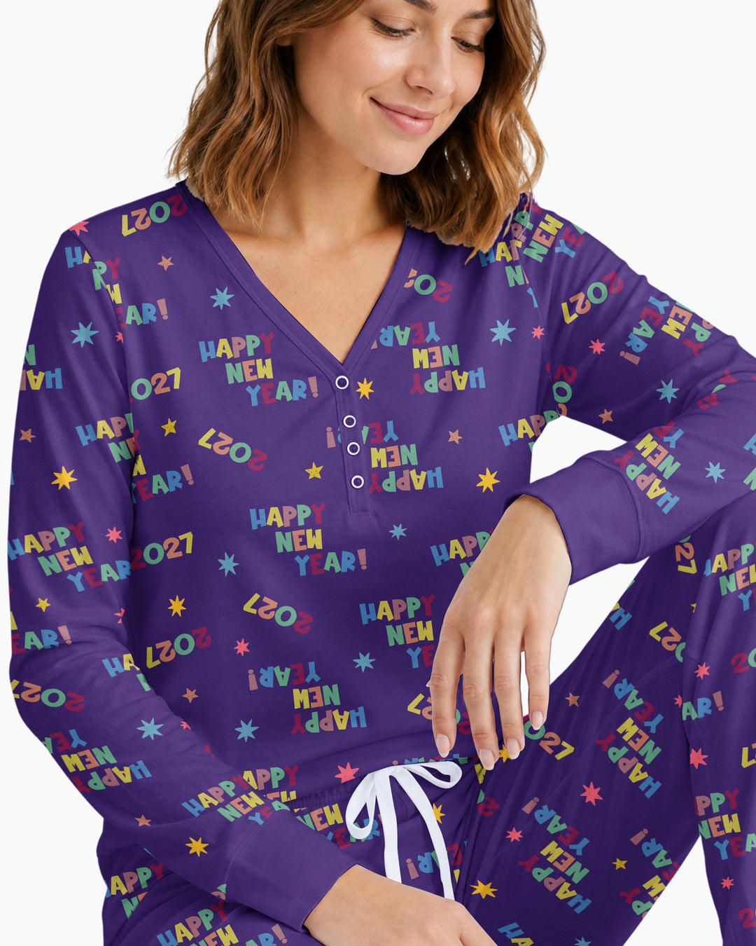 Retro Happy New Year 2027 Bamboo Women Pajama Set