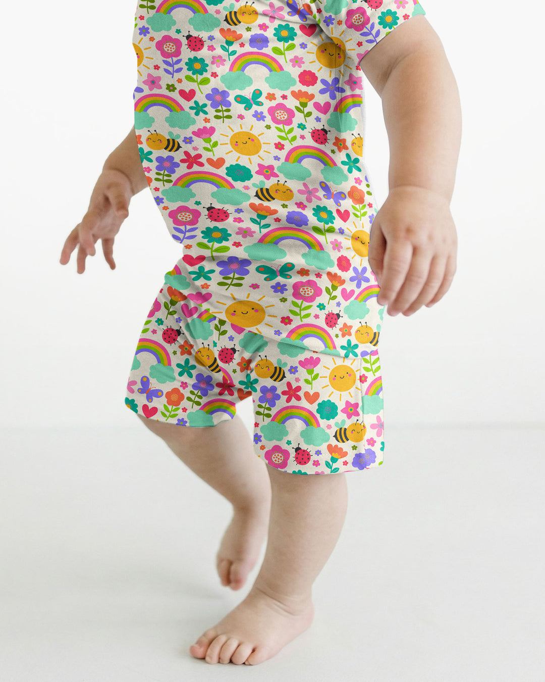 Sommer-Sonnenschein Bambus Zweiteiler Kurzarm Shorts Pyjama-Set
