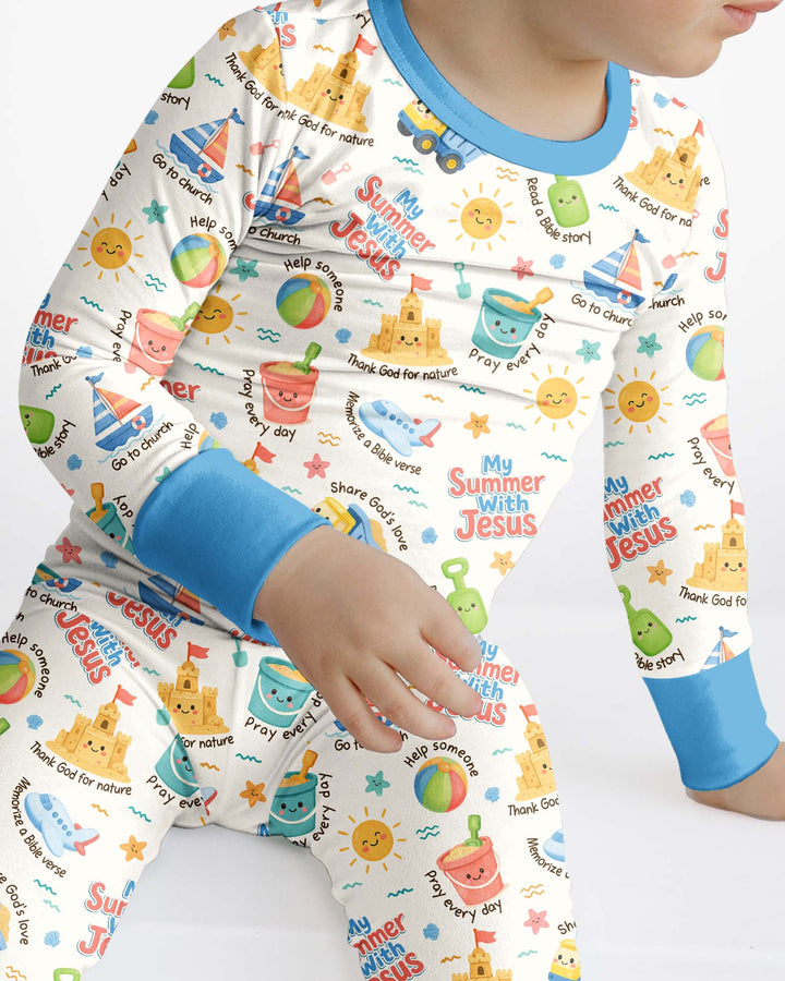 Zweiteiliges Langarm-Pyjama-Set mit Sommerfrüchten