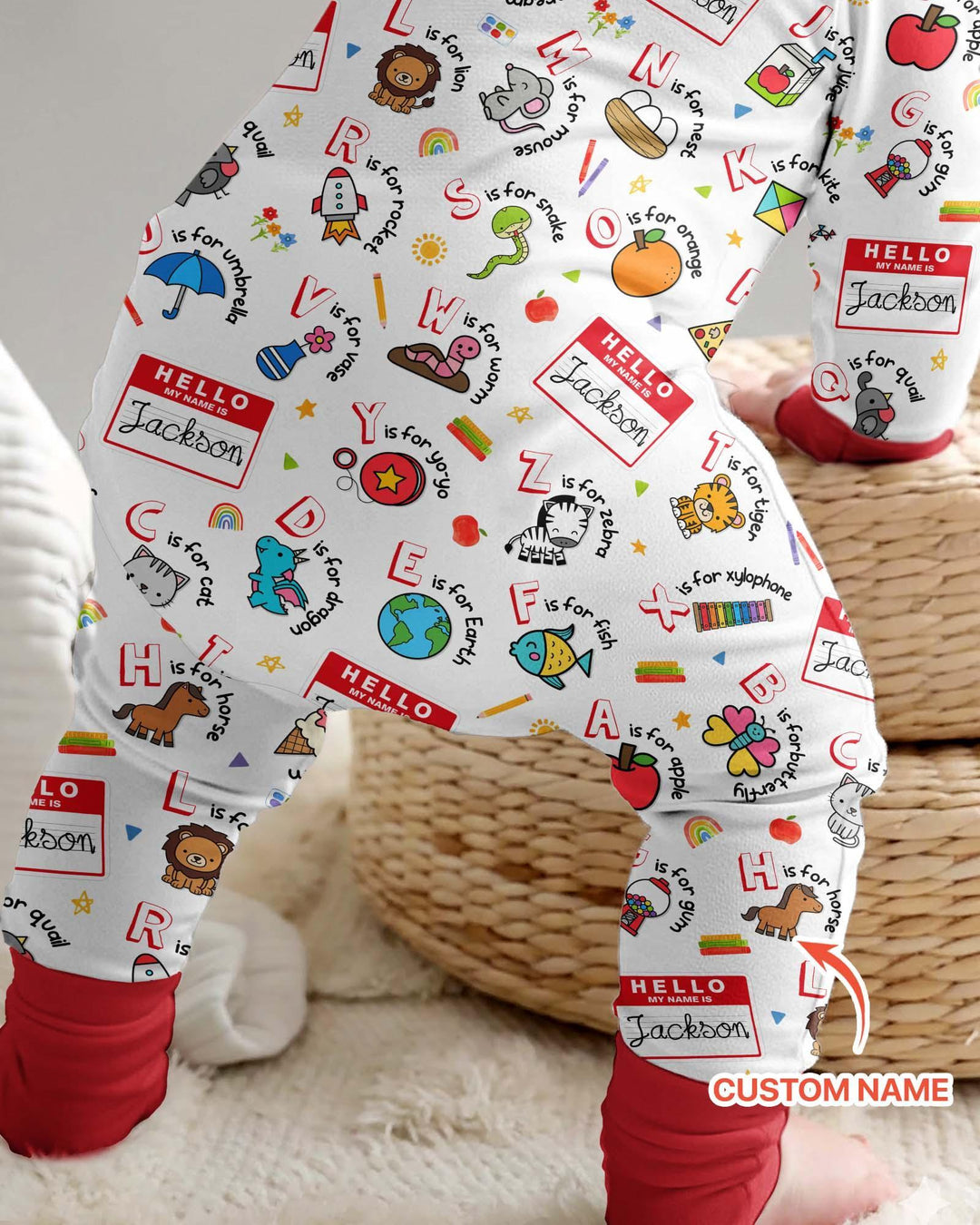 Custom Name Hello School ABCs Bamboo Convertible Zippy