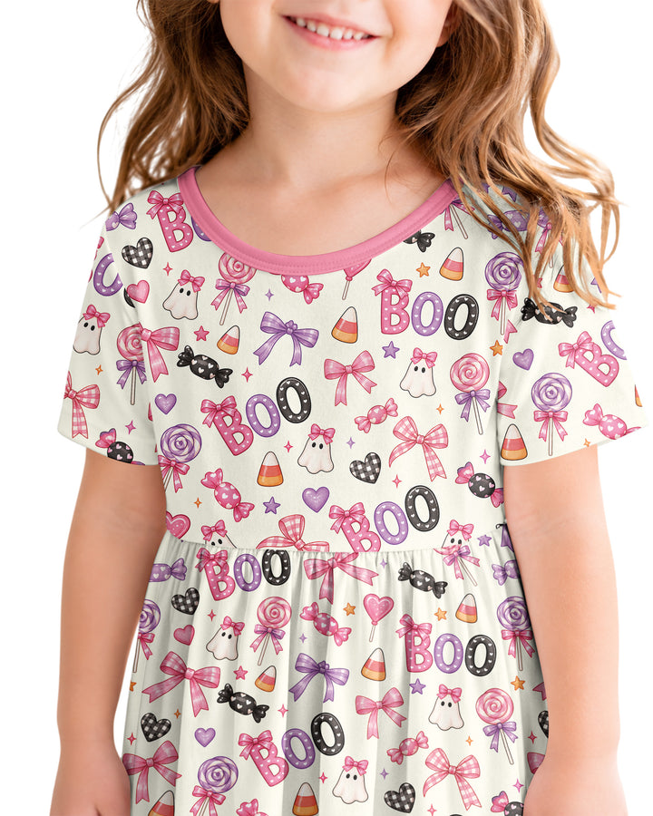 Coquette Halloween Candy Boo Bamboo Twirl Dress