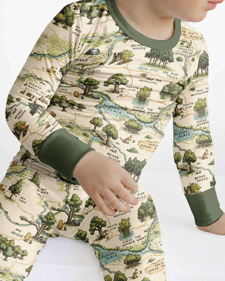 Classic Bear Maps Bamboo Two Piece Long Sleeve Pajama Set
