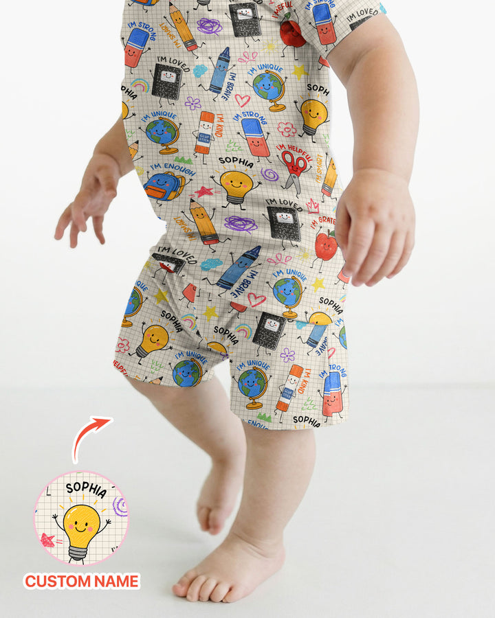 Schlafanzug-Set zweiteilig, kurze Ärmel, kurze Hose, Bambus