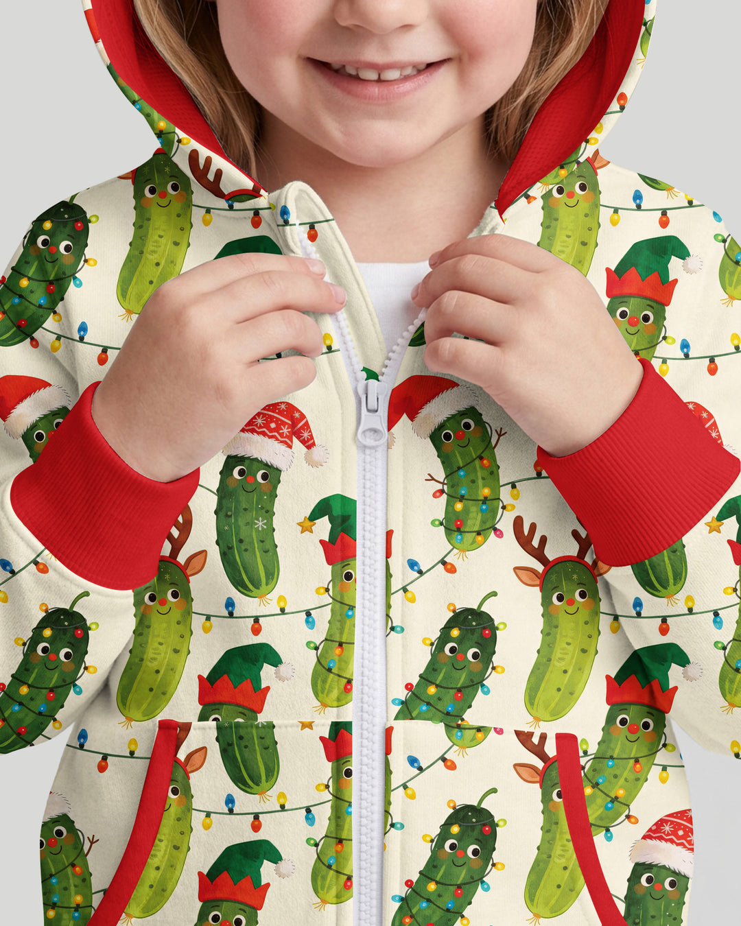 Cheerful Christmas Pickle Bamboo Zip Hoodie