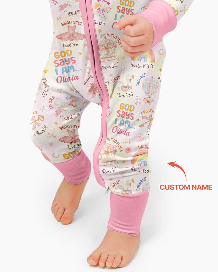 God Says I Am- Ballerina Custom Name Bamboo Convertible Zippy