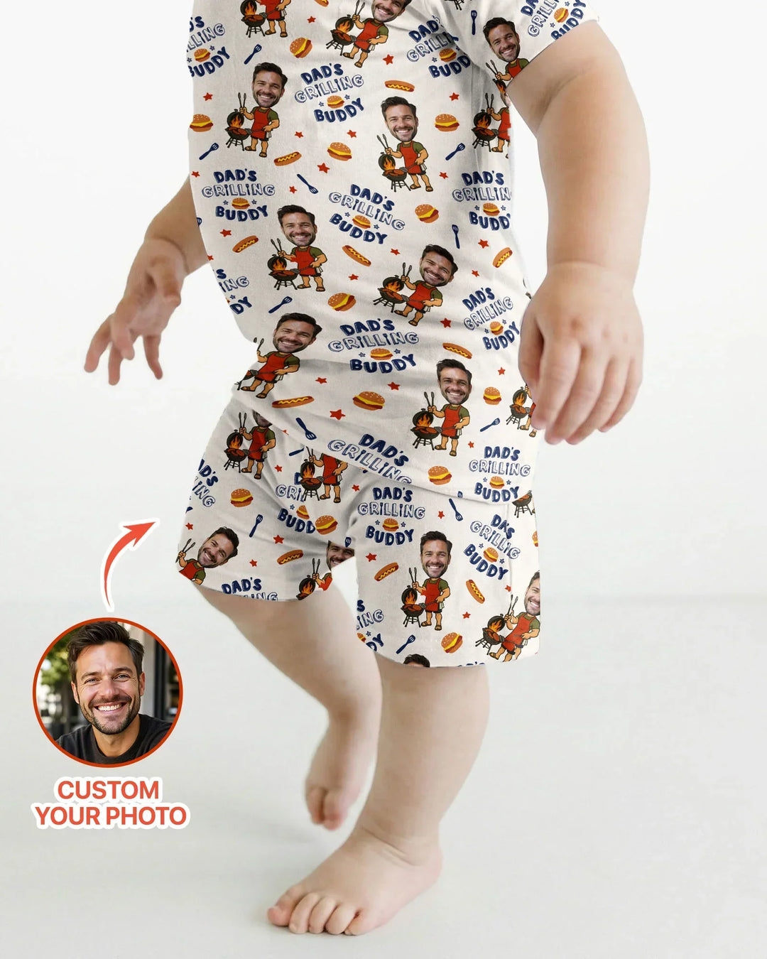 Zweiteiliges Pyjama-Set mit kurzen Ärmeln und Shorts im Sommer-Design