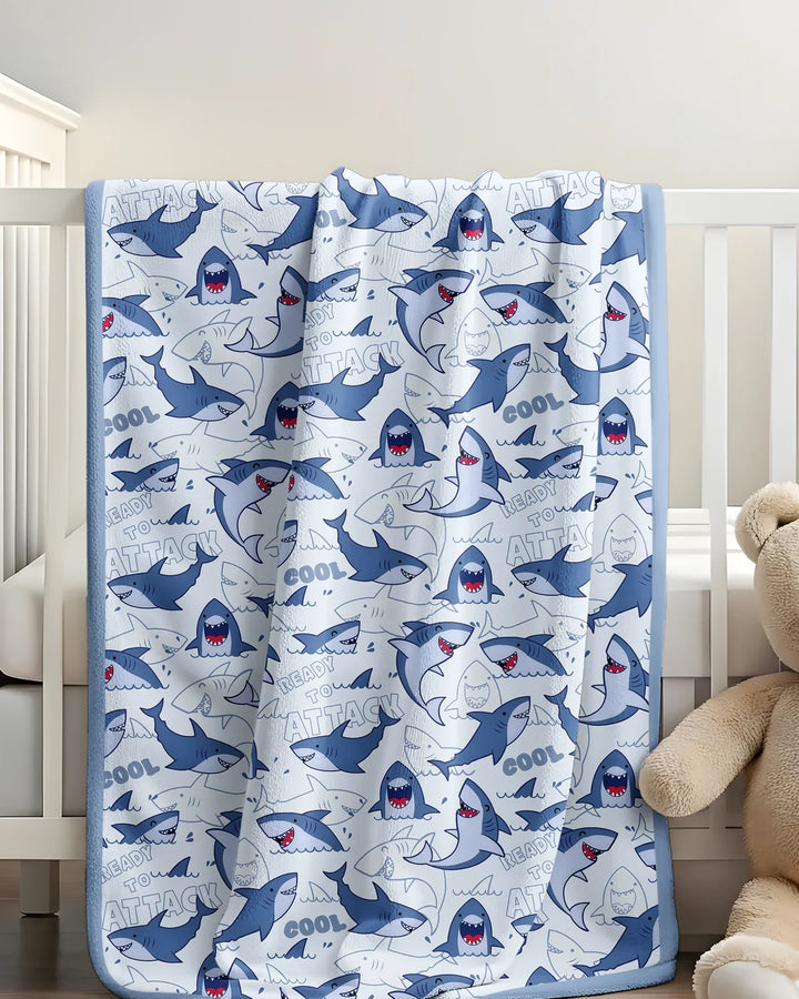 Big Sharks Attack Bamboo Blanket