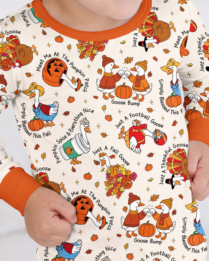 Just A Fall Goose Family Matching Bamboo Two Piece Long Sleeve Pajama Set
