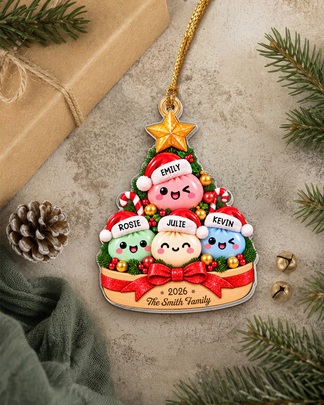 We Are Dumpling Family Personalized 1-Side Photo Acrylic Ornament