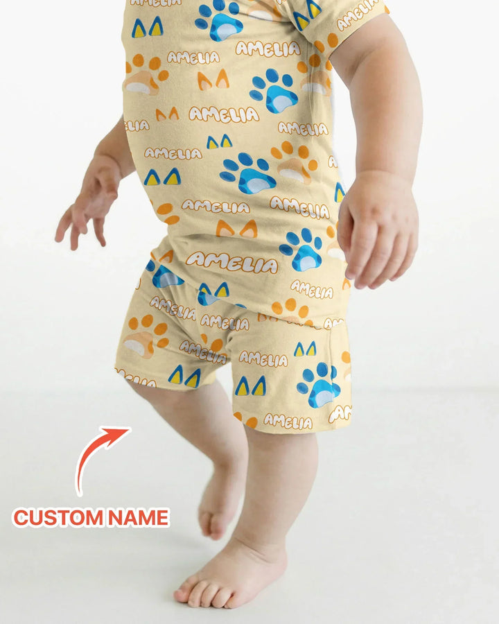 Zweiteiliges Pyjama-Set mit kurzen Ärmeln und Shorts im Sommer-Design