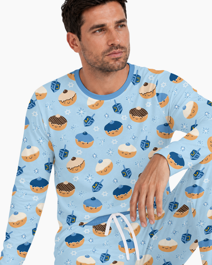 Hanukkah Donut Family Matching Bamboo Men's Pajama Set