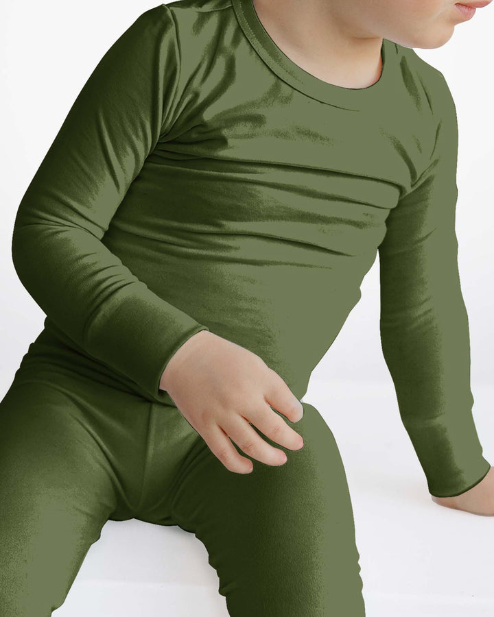 Dark Olive Green Bamboo Two Piece Pajama Set