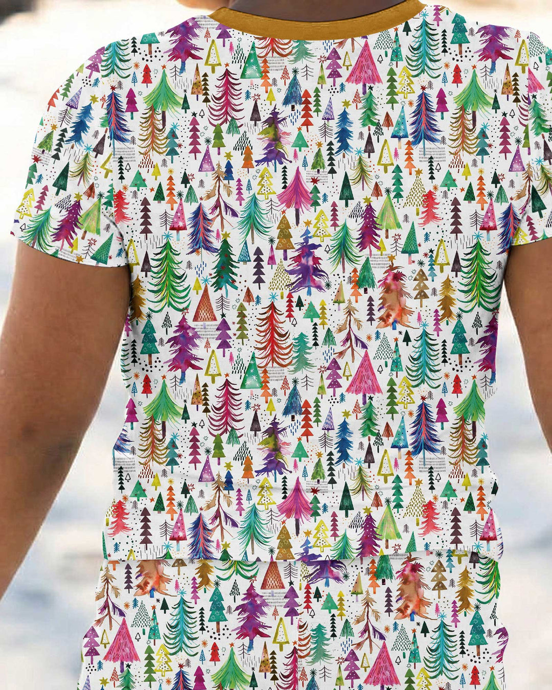 Christmas Trees Decoration Bamboo Two Piece Short Sleeve Pajama Set