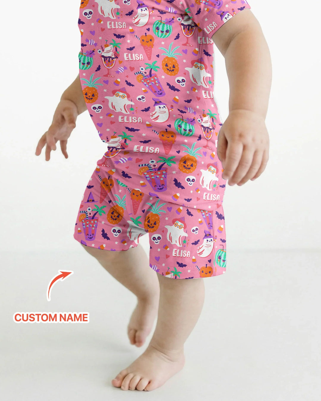 Summerween Doodles Bamboo Two Piece Short Sleeve Shorts Pajama Set