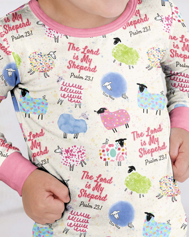The Lord Is My Shepherd Psalm 23 Bamboo Two Piece Long Sleeve Pajama Set