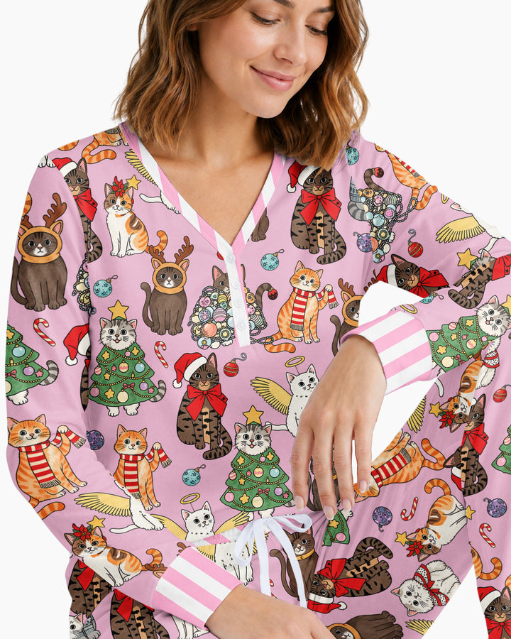 Christmas Kitty Wonderland Bamboo Women Pajama Set