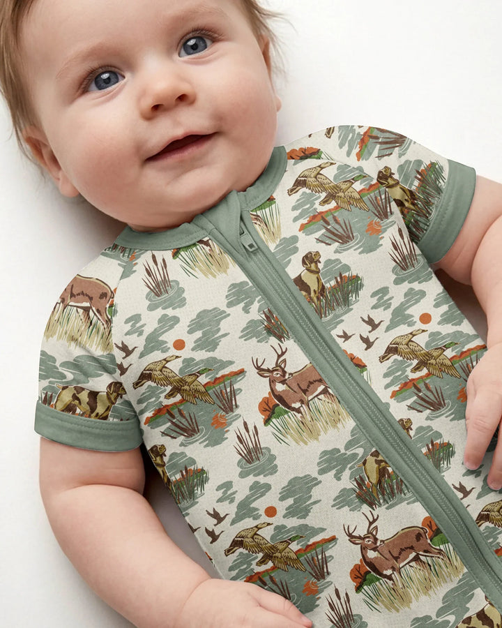 Vintage Hunting Season Daddy& Me Matching Bamboo Shorty Zippy