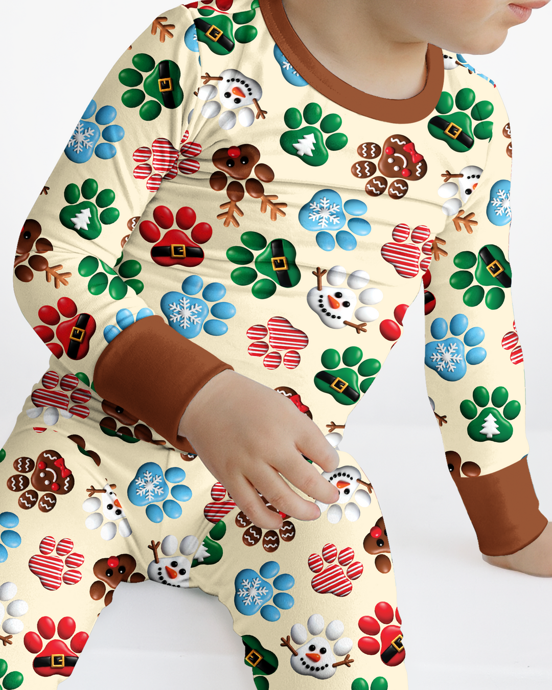 Santa Puppies Paw Bamboo Two Piece Long Sleeve Pajama Set