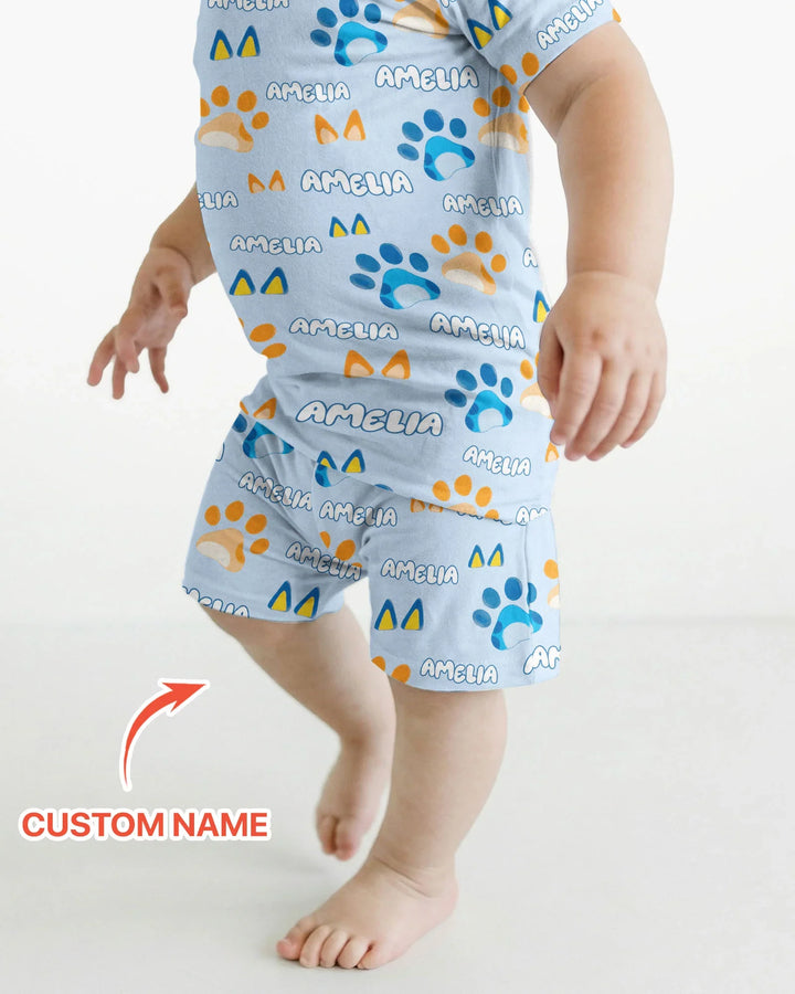 Zweiteiliges Pyjama-Set mit kurzen Ärmeln und Shorts im Sommer-Design