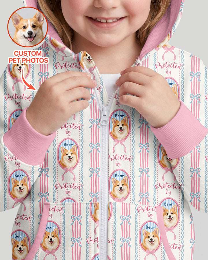Custom Coquette Pet Photo Little Protector Bamboo Zip Hoodie