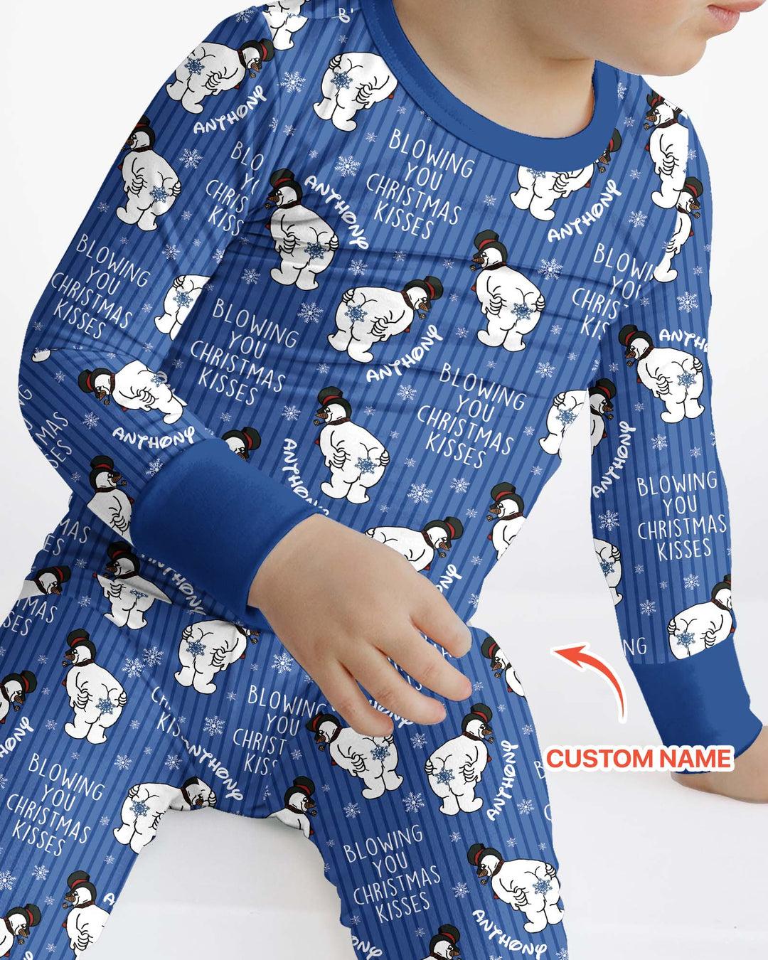 Blowing You Christmas Kisses Bamboo Two Piece Long Sleeve Pajama Set