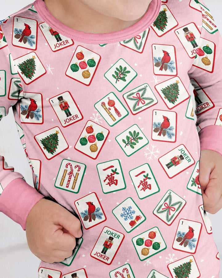 Christmas Mahjong  Bamboo Two Piece Long Sleeve Pajama Set