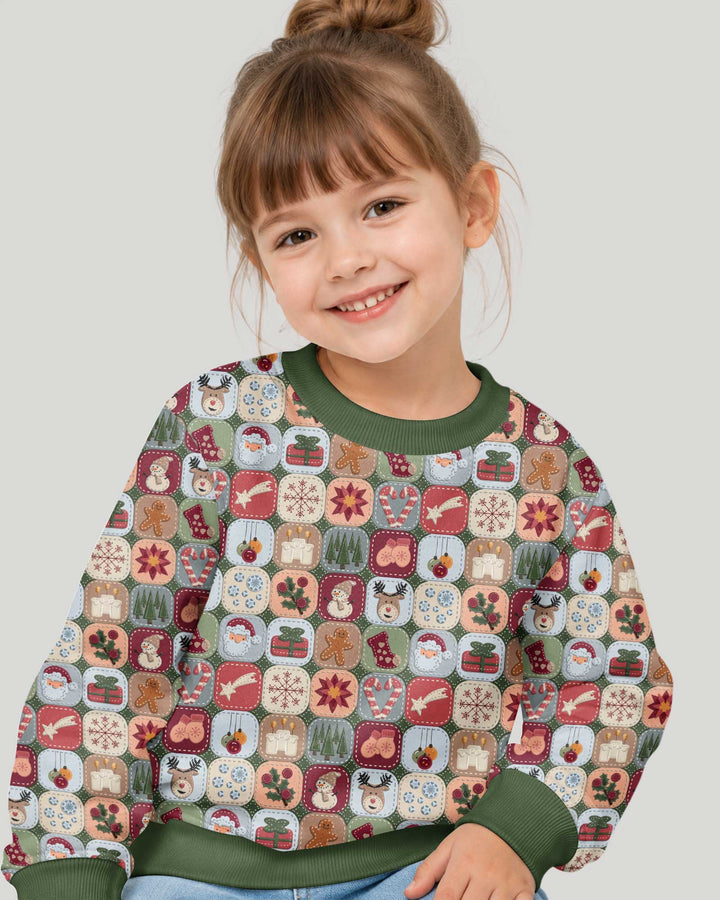 Christmas Felt Patchwork Bamboo Crewneck Sweatshirt