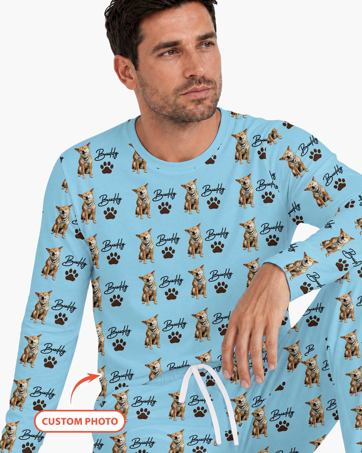 Personalized Pet Portrait Bamboo Men's Pajama Set