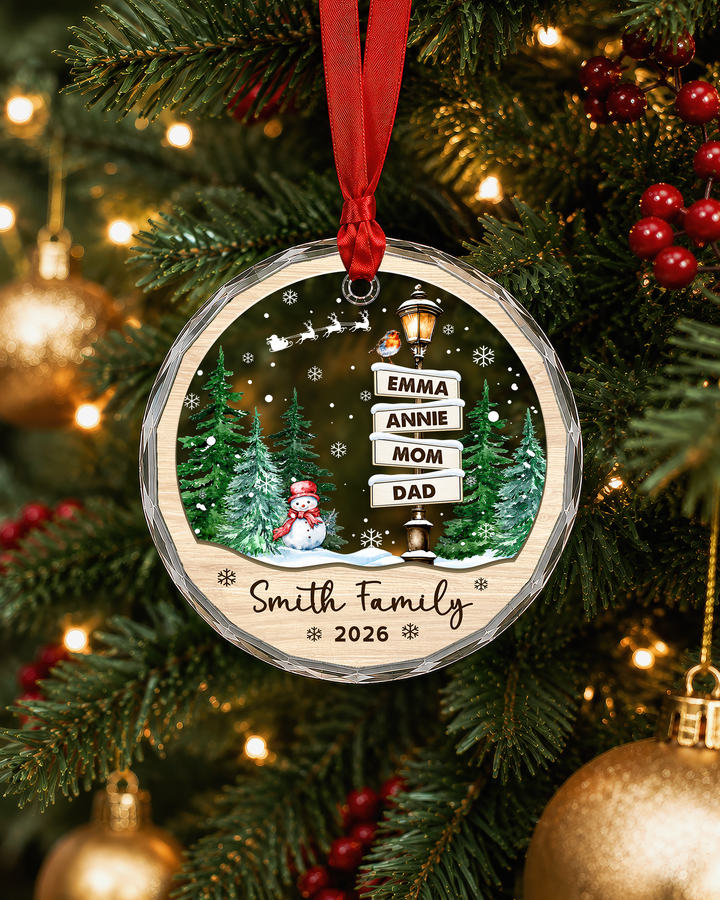 Family Where Begins And Love Never Ends Personalized Glass Ornament