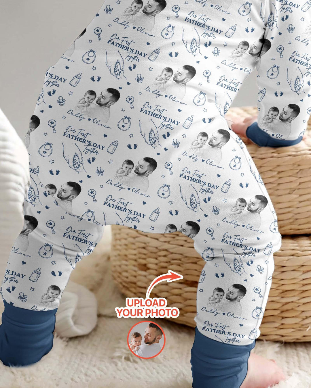 Gerippte Babykleidung mit individuellem Foto - Weich &amp; Skizzenhaft