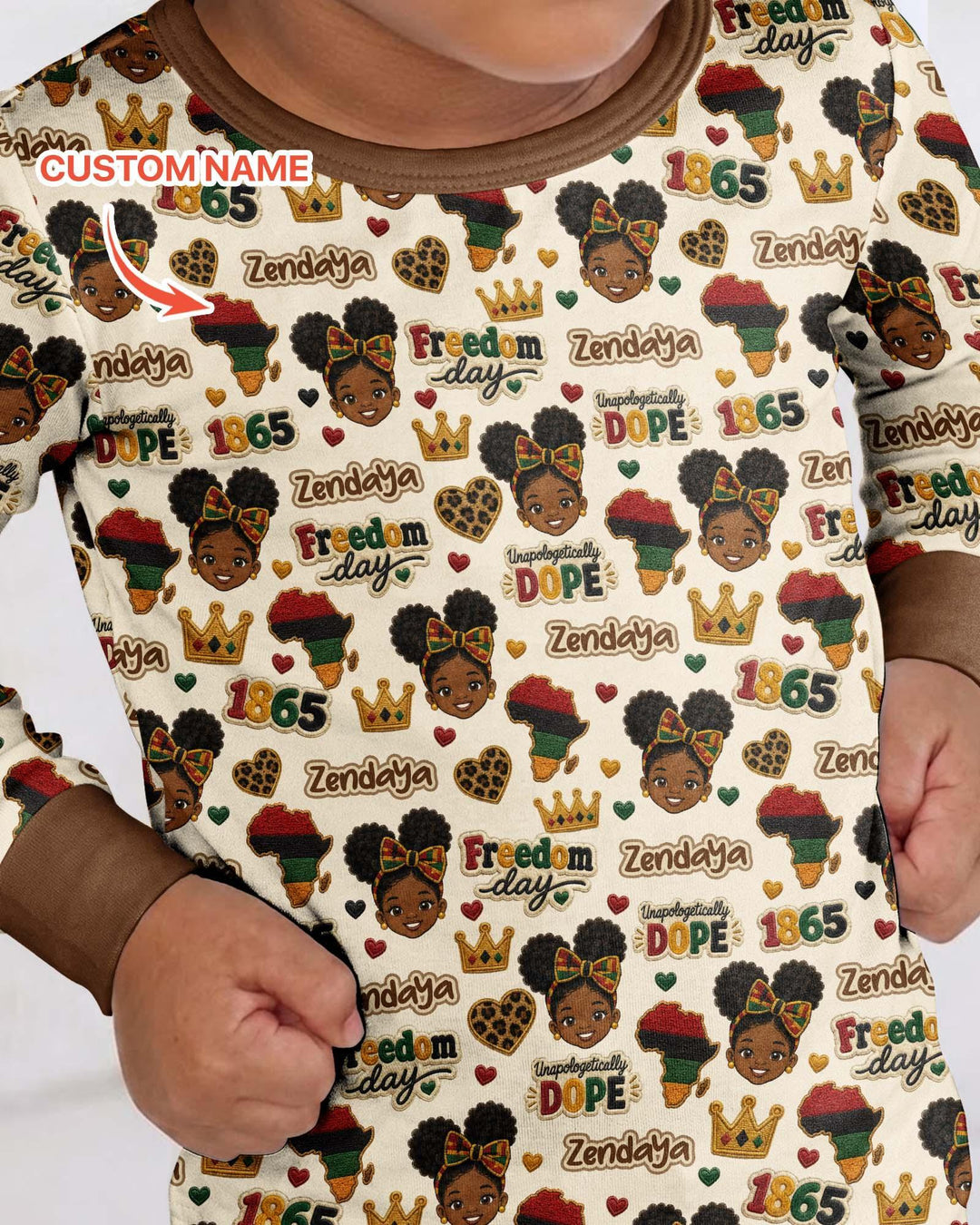 Custom Name Juneteenth Unapologetically Dope Bamboo Two Piece Long Sleeve Pajama Set