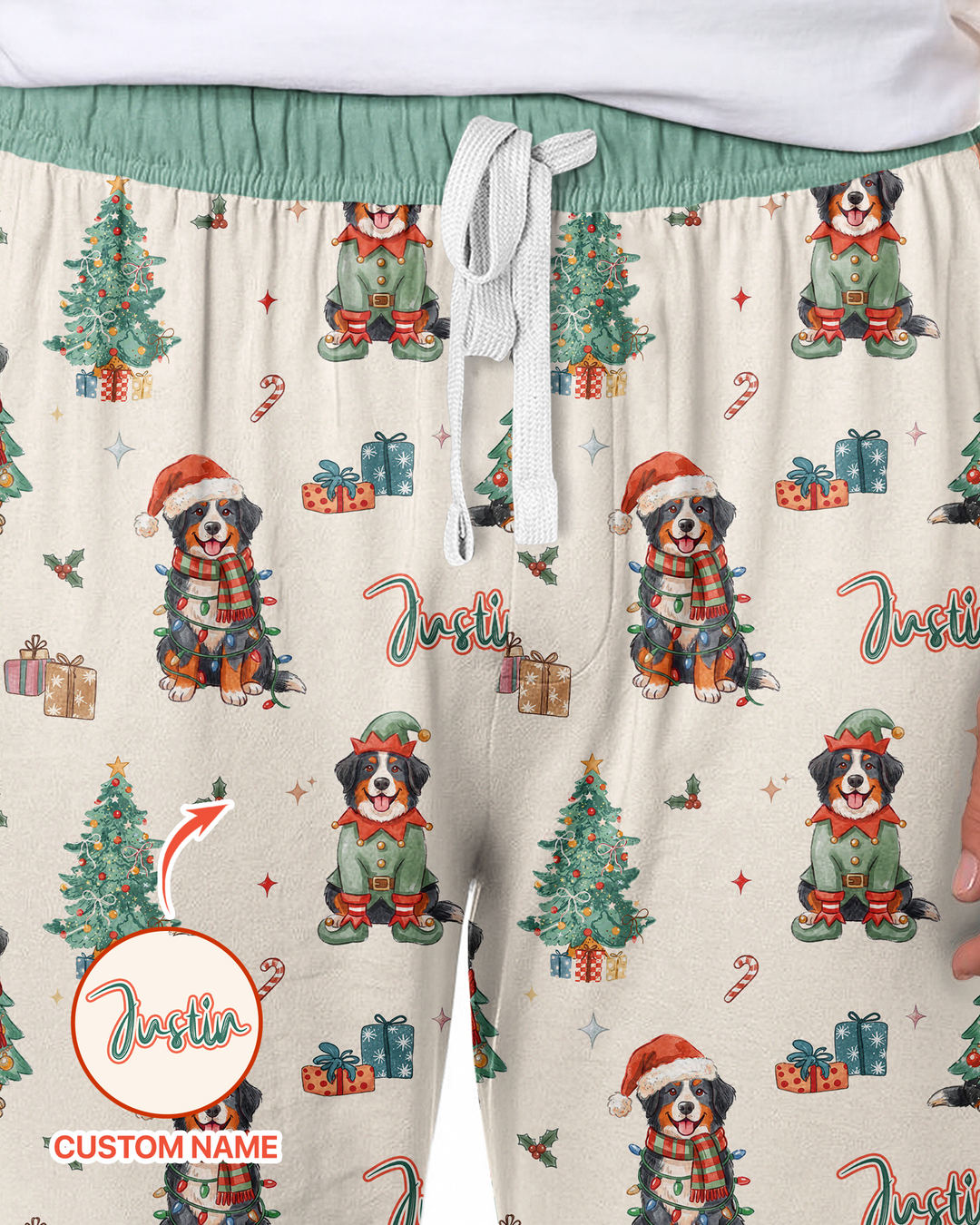 Christmas Bernese Mountain Dog Family Matching Bamboo Men's Pajama Set