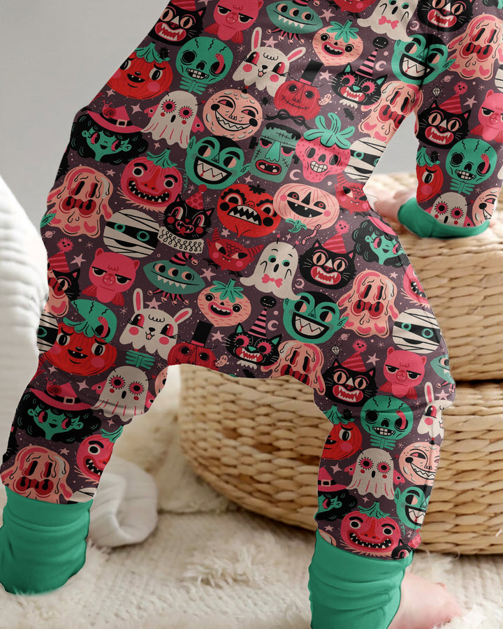 Retro Halloween Monsters Ghost Pumpkin Mummy Bamboo Convertible Zippy