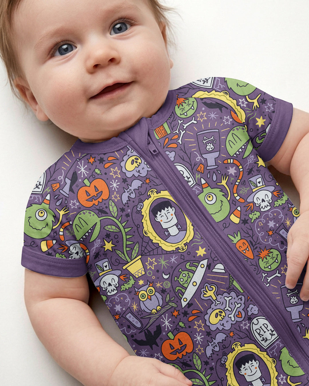 Halloween Monster Fun Bamboo Shorty Zippy